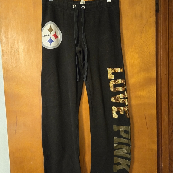 Victoria's Secret PINK NFL Pittsburgh Steelers Black Sweatpants Size XS - Picture 1 of 3